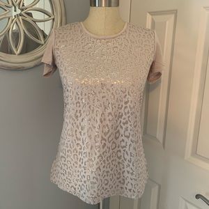 Loft Sequin Cheetah Top